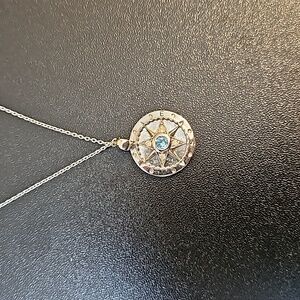 Kay Jewelers Compass Sterling Silver Necklace with Blue Topaz